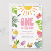 サンピンクサマー誕生日招待状のONE 招待状 (正面)