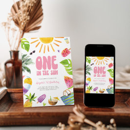 サンピンクサマー誕生日招待状のONE 招待状