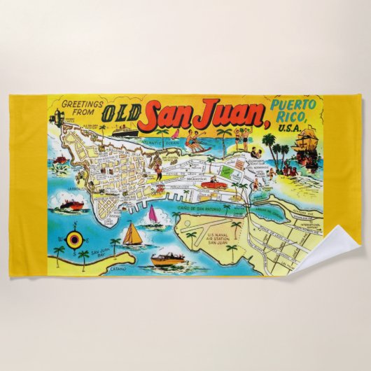 サンファンプエルトリコからの挨拶 ビーチタオル (正面)