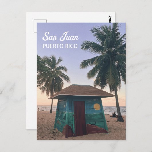 サンファンプエルトリコアイランドビーチサンセットトラベル ポストカード (正面/裏面)