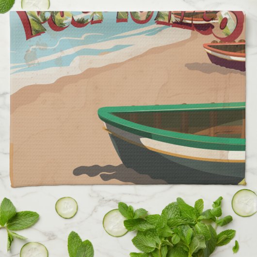 サンファンプエルトリコヴィンテージ旅行ポスター キッチンタオル (折り畳み)