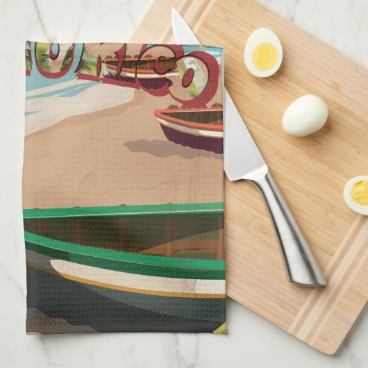 サンファンプエルトリコヴィンテージ旅行ポスター キッチンタオル (四つ折り)