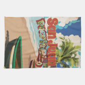 サンファンプエルトリコヴィンテージ旅行ポスター キッチンタオル (横)