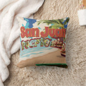 サンファンプエルトリコヴィンテージ旅行ポスター クッション (ブランケット)