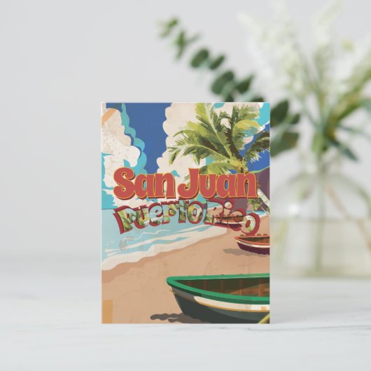 サンファンプエルトリコヴィンテージ旅行ポスター ポストカード (スタンド正面)