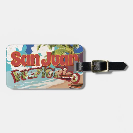 サンファンプエルトリコヴィンテージ旅行ポスター ラゲッジタグ (正面横)