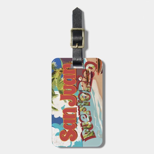 サンファンプエルトリコヴィンテージ旅行ポスター ラゲッジタグ (正面縦)