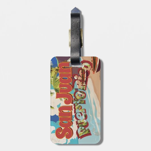 サンファンプエルトリコヴィンテージ旅行ポスター ラゲッジタグ (裏面縦)