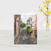 サンファン、プエルトリコの静かで小さい通り カード (黄色い花)