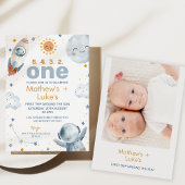 サンファーストのまわりにトリップサンツイン少年たち1歳の誕生日 招待状