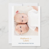 サンファーストのまわりにトリップサンツイン少年たち1歳の誕生日 招待状 (裏面)