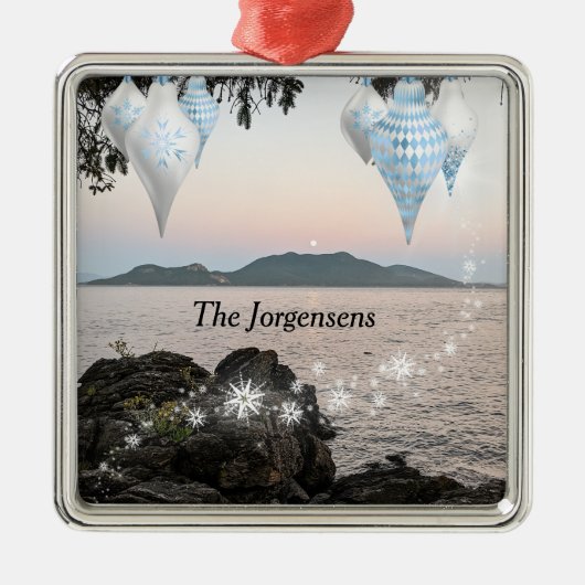 サンフアン諸島 – 月がサイプレス島の上に上昇 メタルオーナメント (正面)