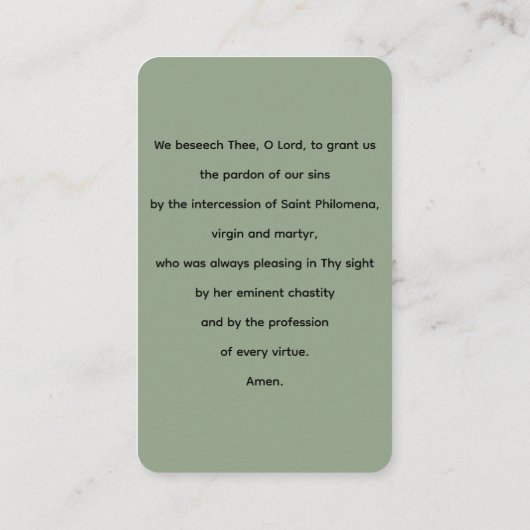 サンフィロメナパトロンの子どもの祈りの言葉カード 名刺 (裏面)