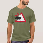 サンフェルミンの雄牛のための警告標識は走りましたり/encierro: tシャツ (正面)