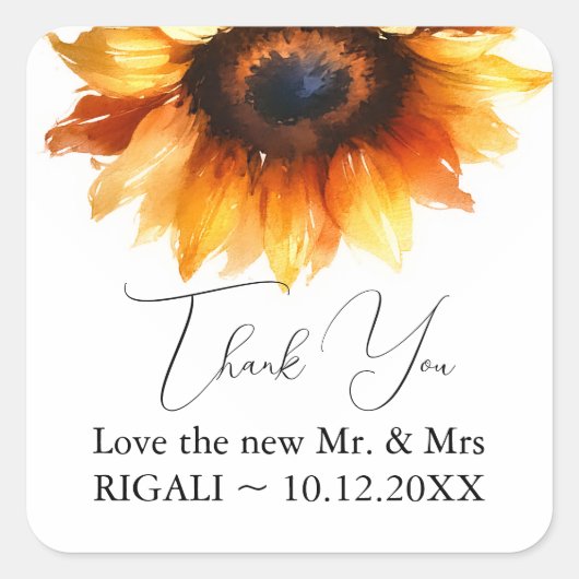サンフラワーありがとうシール スクエアシール (正面)