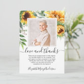 サンフラワーありがとう死別フローラ写真 サンキューカード (スタンド正面)