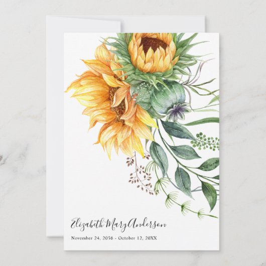 サンフラワーありがとう死別フローラ写真 サンキューカード (裏面)