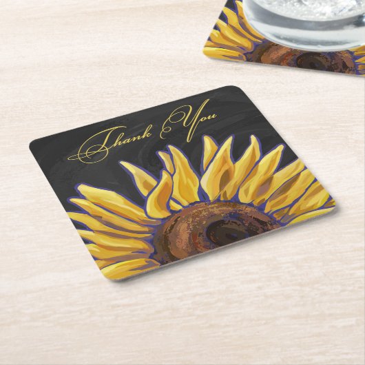 サンフラワーありがとう スクエアペーパーコースター (アングル)