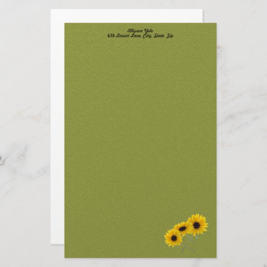 サンフラワーかわいらしフォトコーナーカスタム3つ 便箋 (正面/裏面)