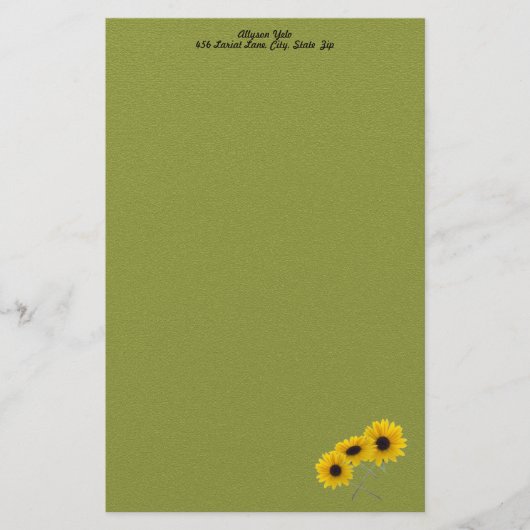 サンフラワーかわいらしフォトコーナーカスタム3つ 便箋 (正面)