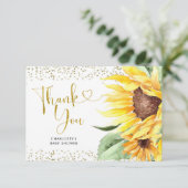 サンフラワーが途中のベビーシャワーサンキューカード サンキューカード (スタンド正面)