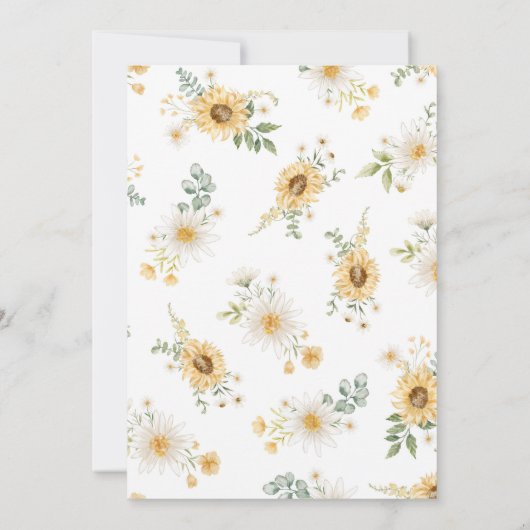 サンフラワーとデイジーブライダルシャワー招待 招待状 (裏面)