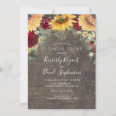 サンフラワーとブルゴーニュ赤ローズリハーサルディナー 招待状 (正面)