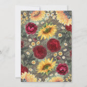 サンフラワーとブルゴーニュ赤ローズリハーサルディナー 招待状 (裏面)