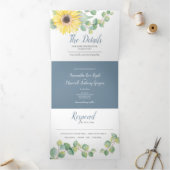 サンフラワーとユーカリすべて1つの結婚式の招待 三つ折り招待状 (内部)
