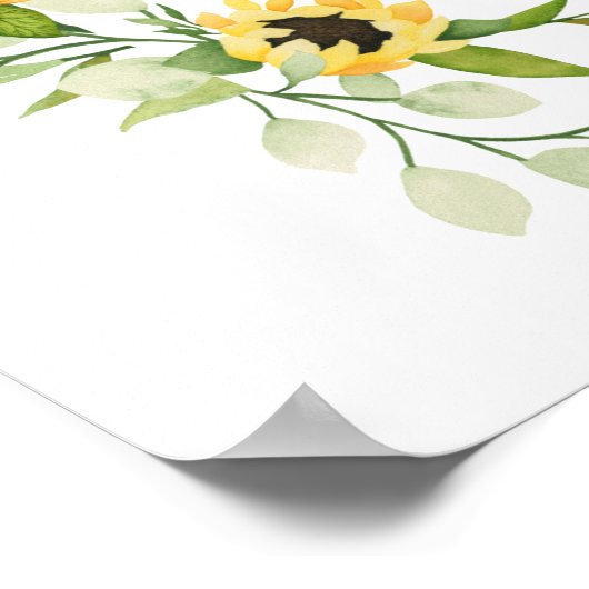 サンフラワーと緑の赤ちゃんシャワーへようこそ ポスター (角)