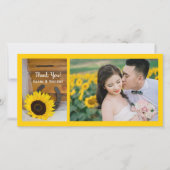 サンフラワーと馬蹄西結婚の感謝 サンキューカード (正面)