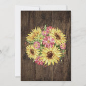 サンフラワーのある素朴な木製のカントリーウェディングパーティ 招待状 (裏面)