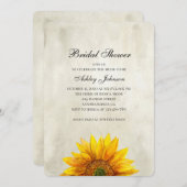 サンフラワーのブライダルシャワーの招待状。花素朴花 招待状 (正面/裏面)