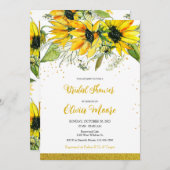 サンフラワーのブライダルシャワーへの招待 招待状 (正面/裏面)