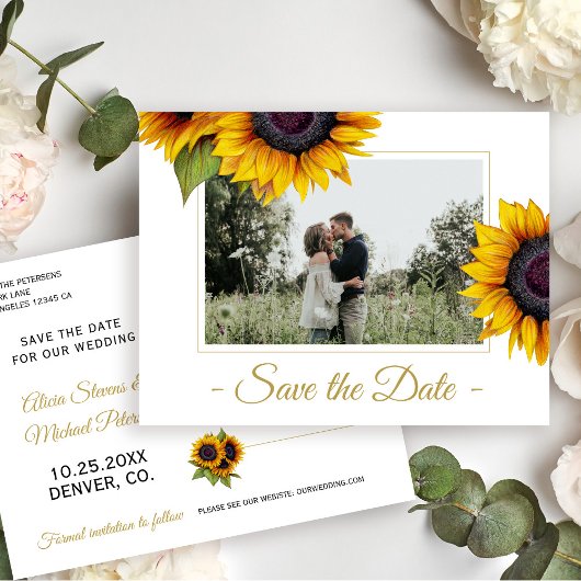 サンフラワーの夏の素朴な日付結婚を除く 案内ポストカード