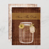 サンフラワーの素朴なメイソンのjarの結婚式は日付を除く 案内ポストカード (正面/裏面)