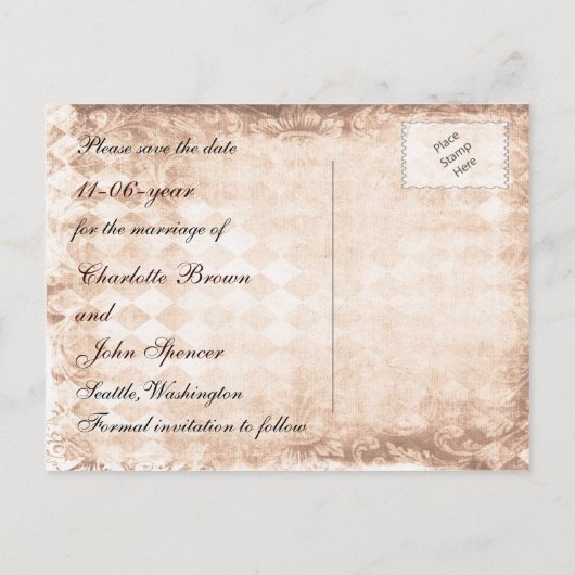 サンフラワーの素朴なメイソンのjarの結婚式は日付を除く 案内ポストカード (裏面)