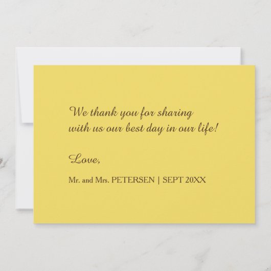 サンフラワーの素朴結婚な写真ありがとう サンキューカード (裏面)