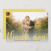 サンフラワーの素朴結婚な写真ありがとう サンキューカード (正面/裏面)