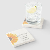 サンフラワーの結婚式の日付を保存 ストーンコースター (横)