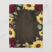 サンフラワーをテーマにしたバーガンディ結婚レッドローズ エンクロージャーカード (裏面)