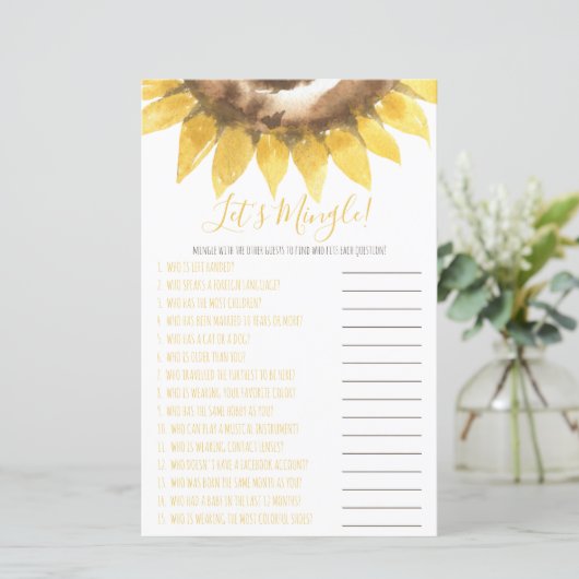 サンフラワーをテーマにしたLet's Mingle Shower Game (スタンド正面)