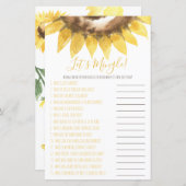 サンフラワーをテーマにしたLet's Mingle Shower Game (正面/裏面)