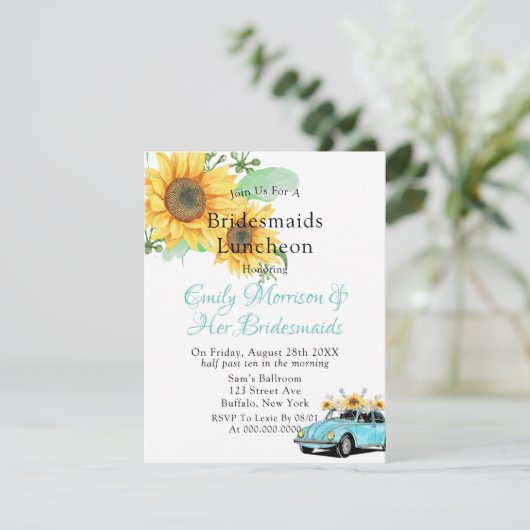 サンフラワーアクアヴィンテージカーブリデスメイドランチョン 招待状 (スタンド正面)