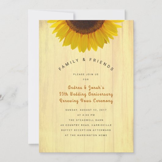 サンフラワーアニバーサリーリセイミングヴォーズ招待状 招待状 (正面)