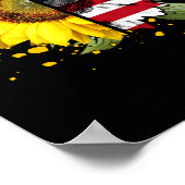 サンフラワーアメリカ国旗の愛国心が強い7月4日 ポスター (角)