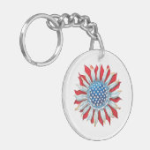 サンフラワーアメリカ国旗7月4日女性男恵 キーホルダー (正面左)
