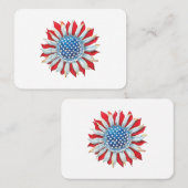 サンフラワーアメリカ国旗7月4日女性男恵 名刺 (正面/裏面)