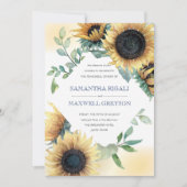 サンフラワーアンドネイビーブルーリハーサルディナー招待状 招待状 (正面)