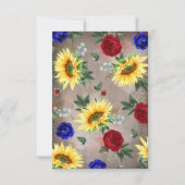 サンフラワーアンドレッドブルーバラ秋の結婚式RSVP 出欠カード (裏面)